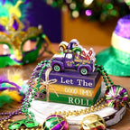4 Pcs Table Decorations Tiered Tray Decorations Mini Wooden Books Signs for Office Shelf Classroom Tabletop Bookshelf(Mardi Gras) - Image 4