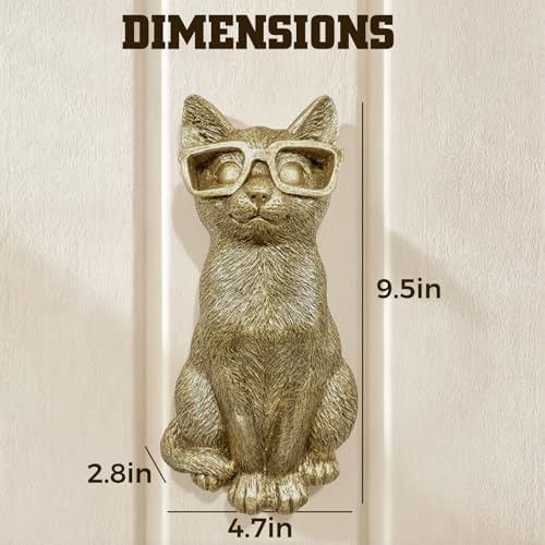 GUSFREUD Vintage Gold Animal Heads Sculptures Wall Art - Resin Faux Cat for Home Wall Decor, Cat Wall Hanging Decoration for Living Room, Bedroom & Kitchen, Unique Gift Idea - Image 3