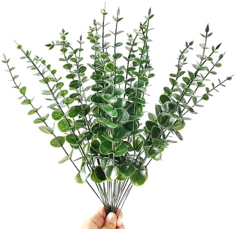 TIHOOD 15PCS Artificial Eucalyptus Stem Faux Eucalyptus Decor Artificial Green Branches Leaves - for Wedding Floral Arrangements Home Decor by Tihood
