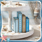 Lineshading 4 Pcs Summer Table Decoration Wooden Book Coastal Beach Sign - Image 2