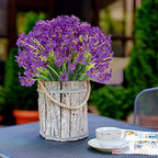 Outdoor Artificial Fake Flowers Plants - 24 Bundles UV Resistant Artificial Violet Plastic Faux Flowers Greenery Shrubs for Outdoor Hanging Plants Garden Porch Window Box Decor (Purple) - Image 6
