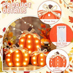 3 Pcs Light up Fall Pumpkin Decor Table Centerpieces Wooden Pumpkin Block Sign Rustic Tiered Tray Decorations Standing for Autumn Harvest Farmhouse Fall Mantel Desk Office Party - Image 3