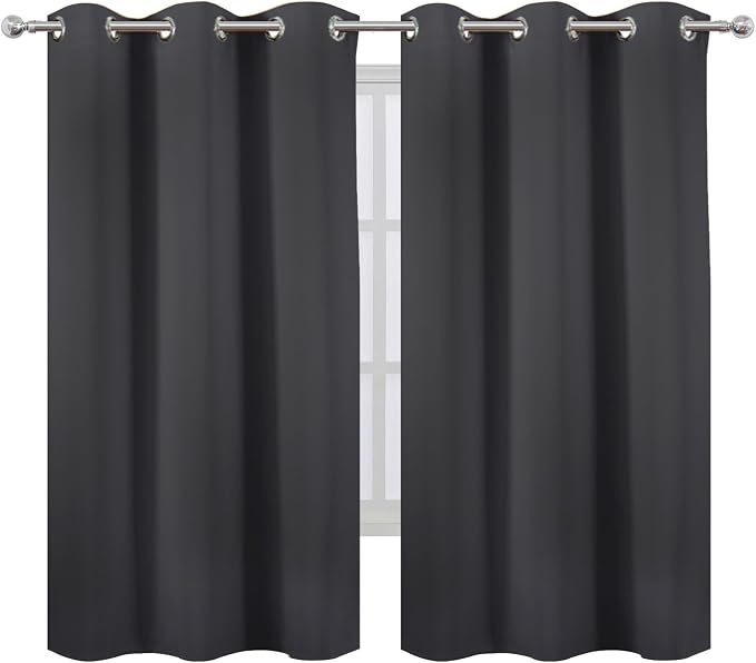 Blackout Curtains 42 x 63 inch/Dark Grey Curtains Set of 2 Panels/Thermal - Image 2