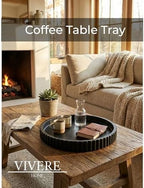 13-Inch Round Coffee Table Tray - Concrete bandejas decorativas Round White Decorative Tray for Coffee Table Decor - Table Centerpieces Kitchen Island Trays Decorative Trays - Dining Room Tray Black - Image 5