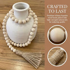 RGB World Farmhouse Beads Long Length Solid Wood Bead Boho Tassel Garland - Rustic Country Solid Beaded Boho Chic Decor for Wall, Above Cabinet & Table - Image 3