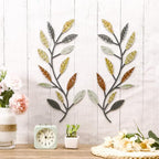 Zhengmy 2 Pcs Metal Leaf Wall Art Vine Branch Decor,Multi Color - Image 3