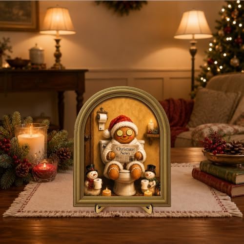 Christmas Bathroom Decor Funny Gingerbread Snowman Wall Art Table Decor - Image 5