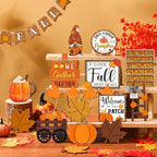 Fairysandy 21 Pcs Fall Tiered Tray Decor, Thanksgiving Table Sign, Gnome - Image 2