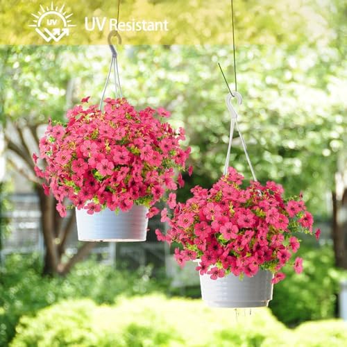 ATTGREAT Artificial Flowers for Outdoors UV Resistant, 12 Bundles(Rose Red) - Image 3