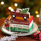4 Pcs Christmas Tiered Tray Decor, Wooden Shelf Sign - Image 2
