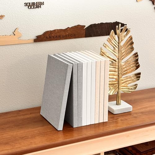 Decorative Linen Book Set – Set of 3 Extra Large Real Books | Coffee Table & Shelf Mantle Decor | Modern Home Decoration | Guest Book Journals [Cream/Natural] - Image 7