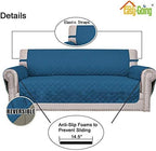 Easy-Going Reversible Couch Cover, 4 Seater Sofa, Peacockblue/Beige | XX-Large - Image 3