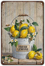 Funny Lemon Metal Tin Sign Welcome Home Sweet Home Wall Decor Yellow Lemon Wall Art for Kitchen Outdoor Garden Porch Restaurant Cafe Home Kitchen Decor 12x8 Inch ﻿ by KIYOYOHomeIsOurHappyPlace