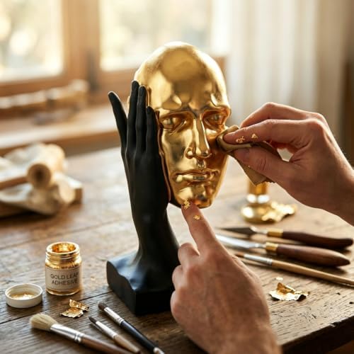 Gold Decor Resin Bust Statue Abstract Face Sculpture for Shelf - Image 2