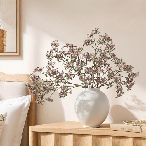 Fake Plants, 5 Pcs 23.62 Inch Berry Stems Fall Artificial Plants Indoor Faux Sedum Berry Picks Branches Faux Spray for Home Wedding Holiday Seasonal Farmhouse Mantel DIY Home Decor - Image 7