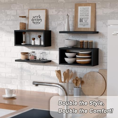 RICHER HOUSE Black Floating Shelves Bathroom, Small Wall Shelf Over Toilet - Image 4