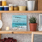 Coastal Beach Christian Wooden Box Sign, Ocean Room Decor, Inspirational Bible Verse Sea Shell Wood Signs for Beach House Cabin Home Office Desk Table Shelf Decor, 5x5 Inch - Image 2