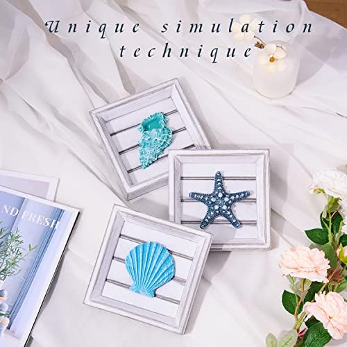 LODOCAVE Seashell Starfish 3D Art Beach Wall Decor, 6.3"x6.3" - Image 2