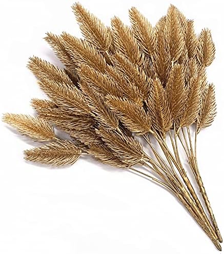CATTREE Artificial Gold Plants Plastic Fake Grass Faux Shrubs Simulation Bushes Home Indoor Outdoor Garden Leaves Wedding Festival Decoration Hall Table Planter Filler – Golden Pine Cones 4 Pack - Image 3