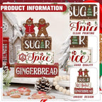 Marsui 4 Pcs Christmas Gingerbread Table Decorations Wooden Sign Blocks - Image 4