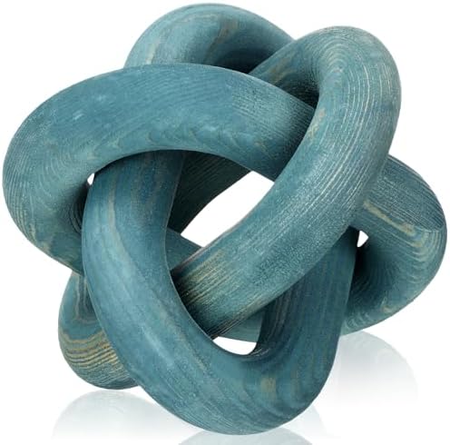 Yalikop 3 Link Wood Knot Decor Rustic Table Shelf Accents, Blue by Yalikop