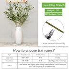 Heleze 39 Inch Artificial Olive Branch Greenery Stems Fake Plants with 222 Leaves for Vase Faux Olive Branches Home Decor Indoor 2PCS - Image 6