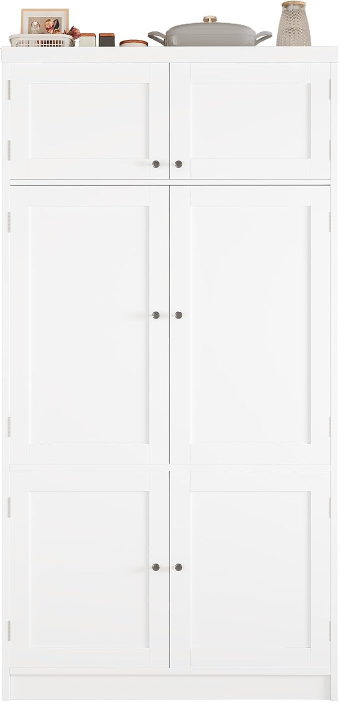 VilroCaz 80.1'' Tall Freestanding Kitchen Pantry Storage Cabinet Cupboard - Image 5