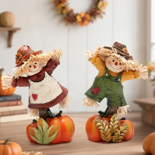 Hodao Fall Scarecrow Pumpkin Figurines, Thanksgiving Decor for Home - Image 4