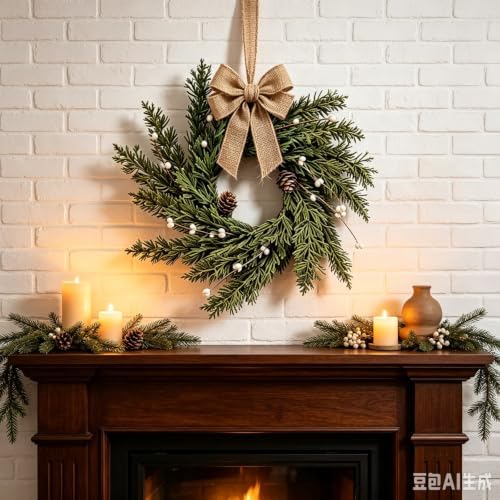 4 Pcs Mini Christmas Hanging Wreaths Artificial Cedar Cypress Pine Greenery with Pine Cones & White Berries Small Rustic Farmhouse Wreath for Cabinets Front Door Porch Window Wall Holiday Winter Decor - Image 7