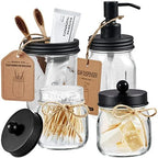 Amolliar Mason Jar Bathroom Accessories Set, 4Pcs Glass Bathroom Set, Black by Amolliar