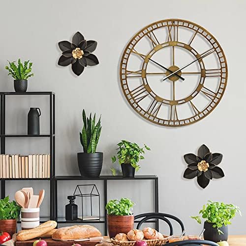 Metal Flower Wall Art Decor, 10“ Rustic Modern Floral Sculpture, Distressed Iron Wall Hanging Home Decoration Accent Artworks for Indoor Kitchen Bedroom Living Room Office Outdoor Garden Patio - Image 3
