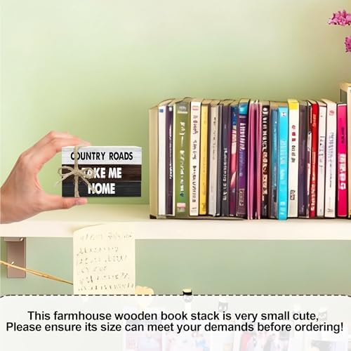Decorative Books for Home Decor, Rustic Wood Book Stack for Table Decor, Country Roads Take Me Home Decoration Books for Living Room Bookshelf, Farmhouse Stacked Books Decoration (L61) - Image 3