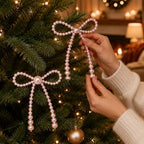 DIYDEC 24pcs Pearl Christmas Bow Ornament 7&4.5In Tree Topper Hanging Decor - Image 4