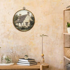 CUANFDDSF Vintage Rustic Countryside Round Wall Art, Retro Farmhouse Framed Hanging Wall Decor, Cottagecore Antique Country Landscape Canvas Prints Decorations for Home Bedroom Living Room, 10x10 Inch - Image 4