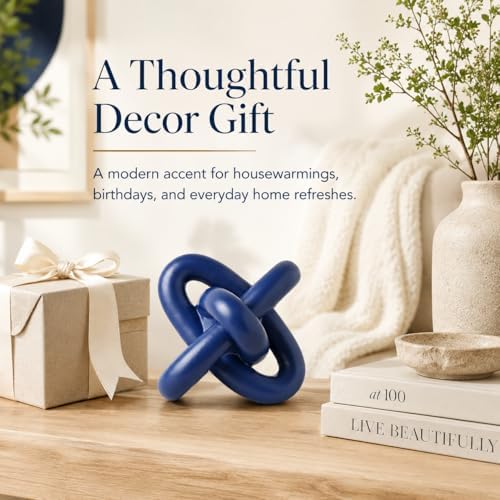 XMGZQ Blue Knot Decor for Coffee Table Book,Chain Link Decor for Bookshelf Entry Table TV Stand,Navy Knot Sculpture for Home Living Room,Object Decoracions para sala,adornos para sala Modernos - Image 7