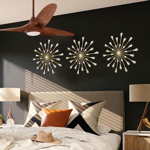 ZEXUIRU 3 Set Gold Starburst Wall Art for Home Decor Metal Bling Crystal Rhinestones Sunburst Wall Decor Sparkling Rhinestone Art Accent Gold - 13in - Image 5