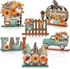 Wenqik 6 Pcs Fall Decor for Home Autumn Wooden Table Decorations Farmhouse by Wenqik