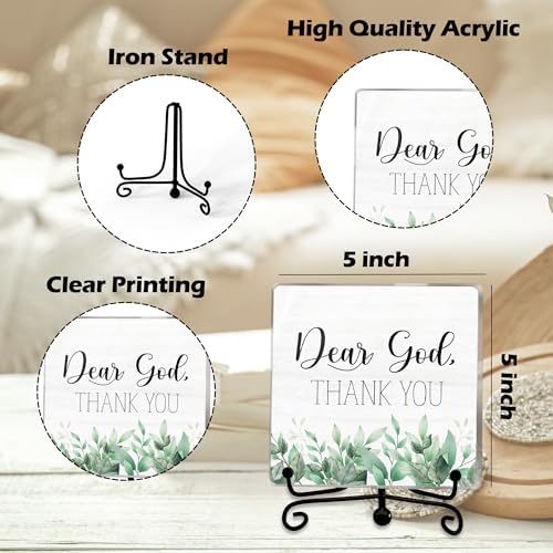 Modern Farmhouse Decor, Home Decor For Living Room, Boho Chic Aesthetic Shelf Decorations, Eucalyptus Christian God Acrylic Sign, Farmhouse Entryway Tv Stand Fireplace Coffee Table Decoration (12) - Image 2