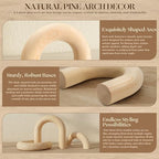 EOSAHR Pine Wood Arch Decor Set: Wood Sculpture for Shelf Decor, Natural - Image 6