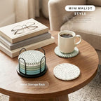 Lazebox Coasters Set of 8 for Drinks, 4 Inch Large Coasters for Coffee Table, Tabletop Protection for Hot & Cold Drinks, Versatile Coasters for Home Decor, Non-Slip & Easy to Clean, Mint Green - Image 2