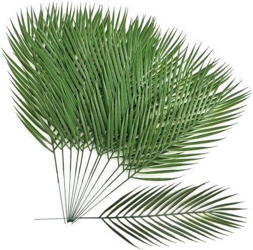Artificial Palm Leaves Stems Greenery Tropical Palm Leaves 12 Pcs, Faux Monstera Plants for Palm Sunday Flower Arrangement Home Kitchen Table Decor, Wedding Birthday Party Indoor Outdoor Decoration by LOVENIMEN