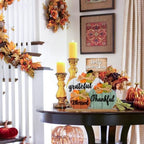 4 Pcs Fall Pumpkin Decor Wooden Table Sign Thankful Blessed Grateful Tabletop for Autumn Farmhouse Vintage Thanksgiving Harvest Party Rustic Home Room Table Shelf Halloween Decorations - Image 4