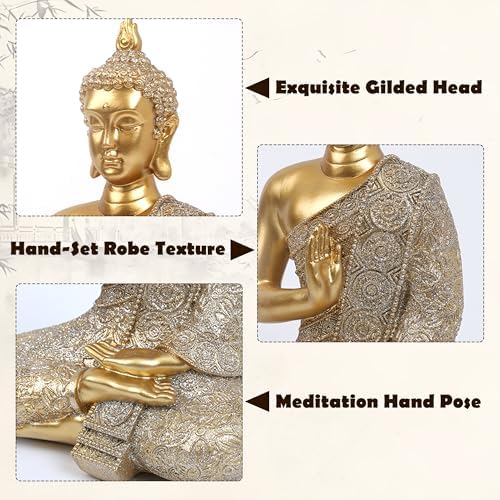 Gold Buddha Statue Gold Decor Meditation Gifts Indoor Statue for Zen Art - Image 4