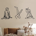 Photect 3 Pcs Metal Wall Art Minimalist Woman Line Decor, Fresh, Black by Photect