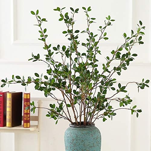 Ollain 43" Artificial Greenery Stems Plants Faux Leaf Green Eucalytus Branches Ficus Twig Fern Fake Green Bushes Shrubs for Home Party Wedding Decoration (4 Pack) - Image 5