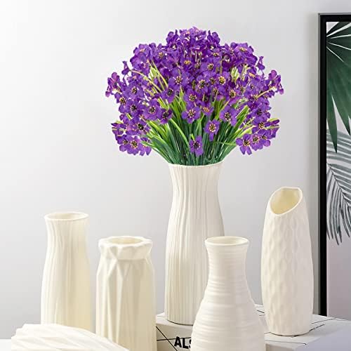 Outdoor Artificial Fake Flowers Plants - 24 Bundles UV Resistant Artificial Violet Plastic Faux Flowers Greenery Shrubs for Outdoor Hanging Plants Garden Porch Window Box Decor (Purple) - Image 4