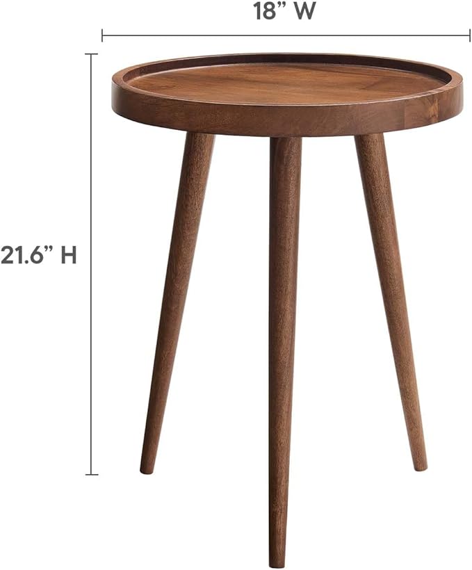 Modway Chiro Solid Wood Side Table in Walnut - Image 3