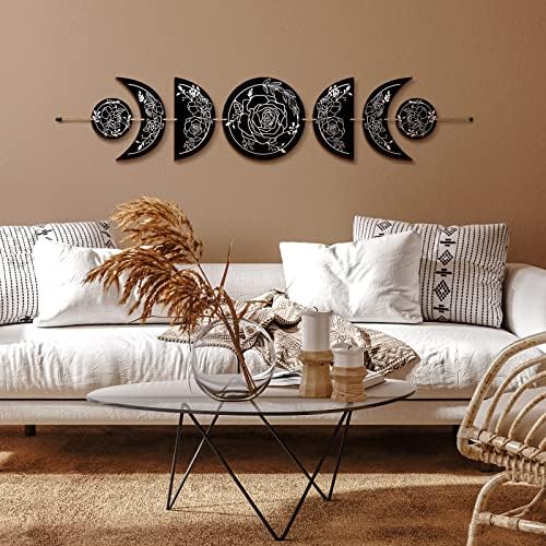 BBTO Boho Wall Decoration Moon Phase Wall Art Star Moon Decor, Black, White - Image 4