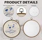 Western Coastal Cowboy Wall Decor, Coastal Cowgirl Room Decor, Printed Canvas Wall Hanging for Bedroom Kitchen Office, Round Wall Decoration, Living Room Wall Art, Circular Wall Hanging with Hooks,7 - Image 2