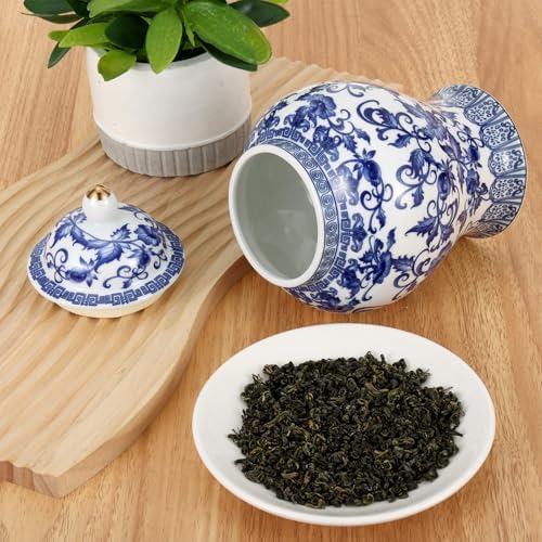 Small Chinoiserie Ginger Jar, 7.87 Inch Ceramic Blue and White Ginger Jar with Lid, Porcelain Ginger Jars Vase for Home, Living Room, Coffee Table, Shelf Decor (Blue&White) - Image 5
